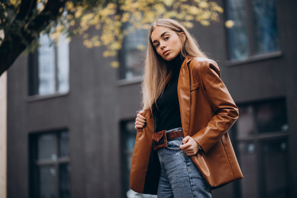Women's Brown Bomber Leather Jacket: Timeless Cool