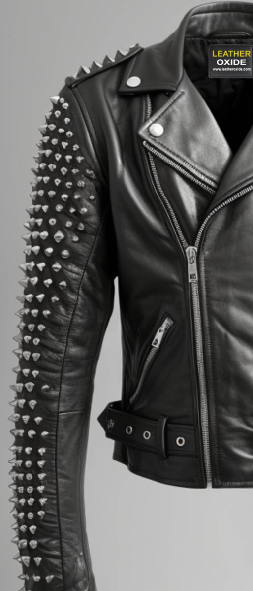 Bonham Studded Biker Jacket - Black