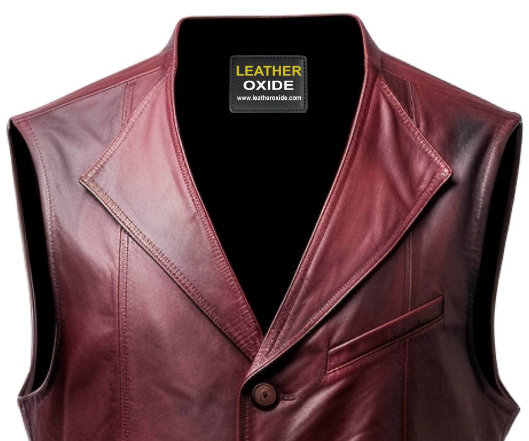 Burgundy leather vest best sale