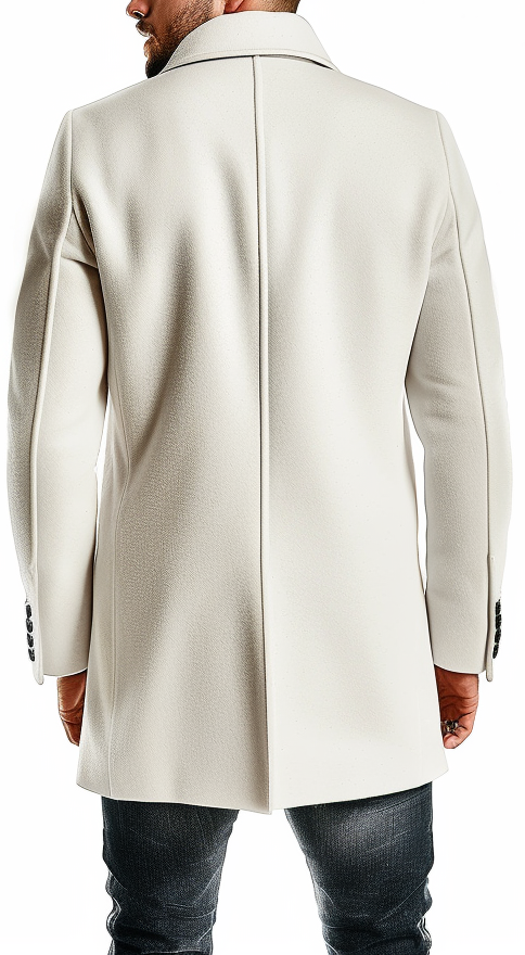 Classic Men White Wool Coat, Elegant & Warm Winter Essential