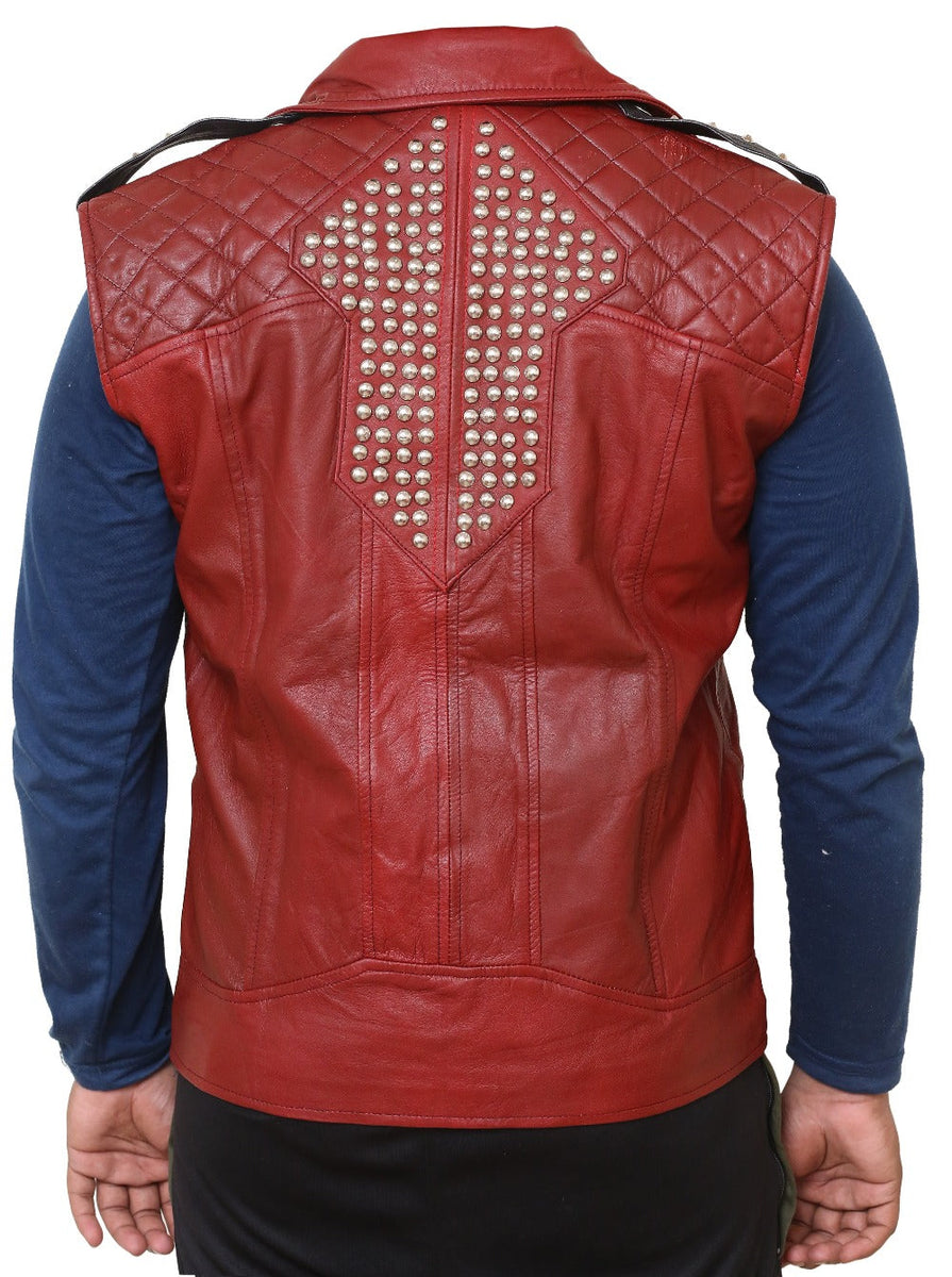 Maroon leather vest best sale