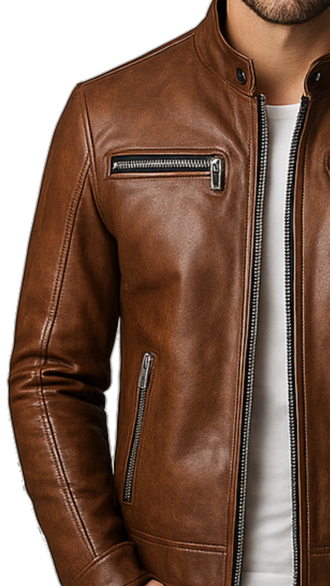 Henry Brown Leather Jacket - Men Leather Jacket Brown