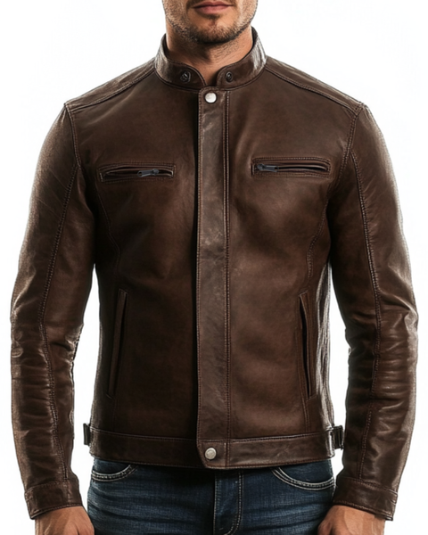 Adam Leather Brown Jacket - Men Leather Jacket Brown