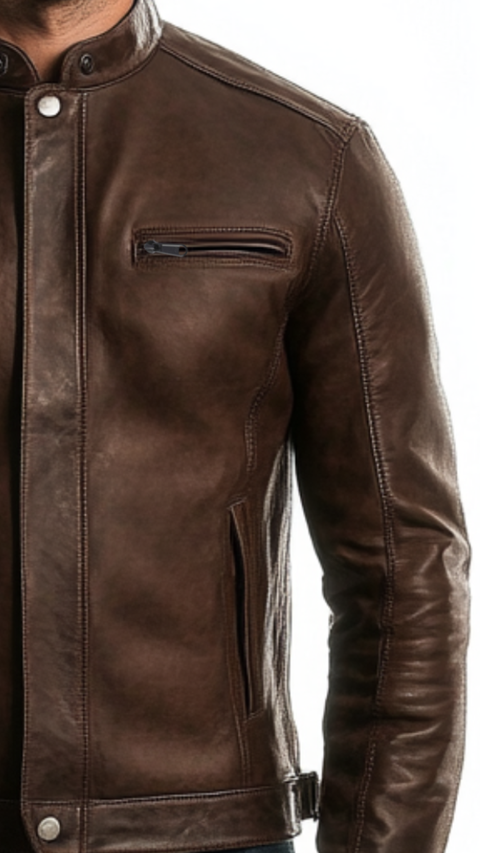 Adam Leather Brown Jacket - Men Leather Jacket Brown