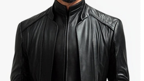 Albert Leather Black Long Coat - Men Long Coat Black
