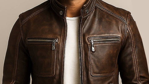 Albie Brown Leather Jacket - Leather Jacket for Men Brown