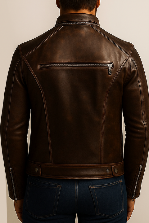 Albie Brown Leather Jacket - Leather Jacket for Men Brown