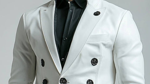 Albie White Leather Blazer - Leather Blazer for Men White