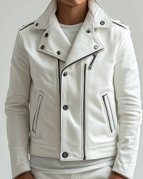 Alfie White Leather Jacket - Leather Jacket for Men White