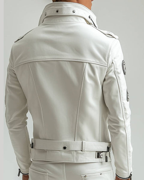 Alfie White Leather Jacket - Leather Jacket for Men White