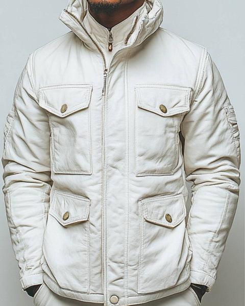 Arlo White Leather Jacket - Leather Jacket for Men White