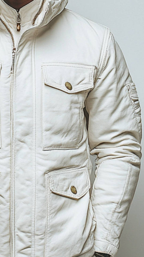 Arlo White Leather Jacket - Leather Jacket for Men White