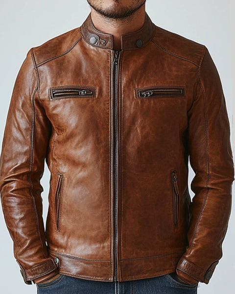Arthur Brown Leather Jacket - Leather Jacket for Men Brown