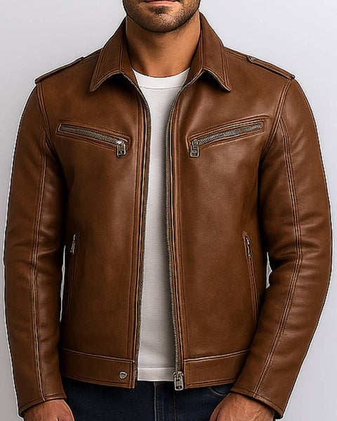 Arthur Brown Leather Jacket - Leather Jacket for Men Brown