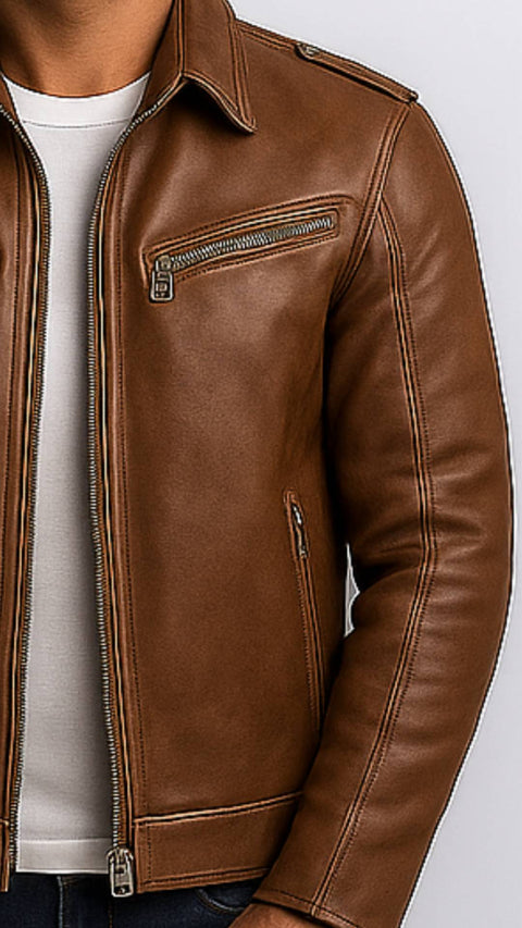 Arthur Brown Leather Jacket - Leather Jacket for Men Brown