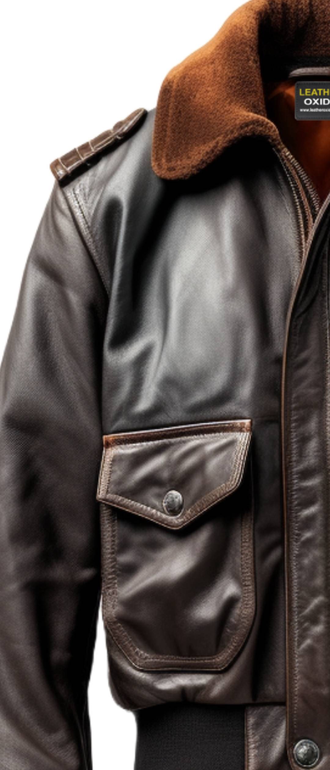 Mens Leather Bomber Flight Jacket