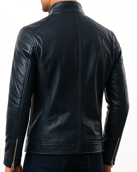 Oliver Black Leather Jacket - Men Leather Jacket Black
