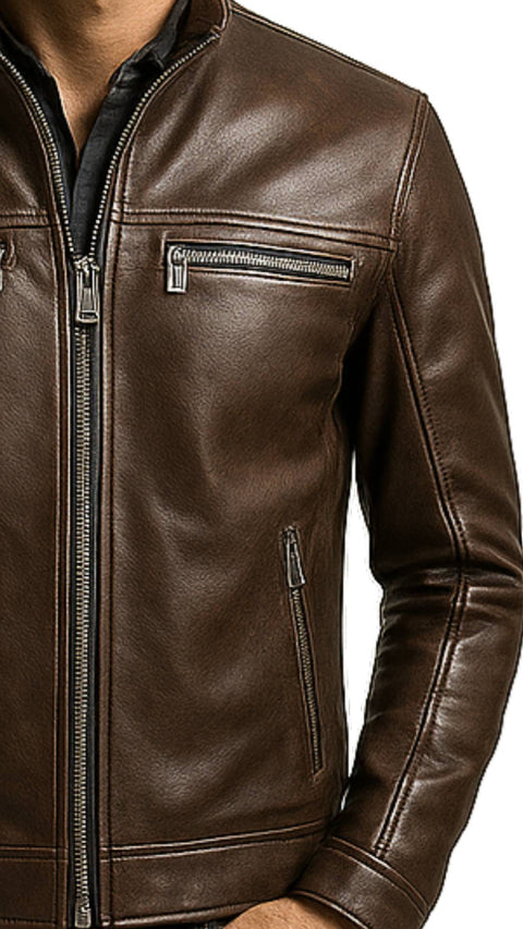 Mateo Leather Brown Jacket - Men Leather Jacket Brown