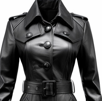 Black leather Trench Coat stylish