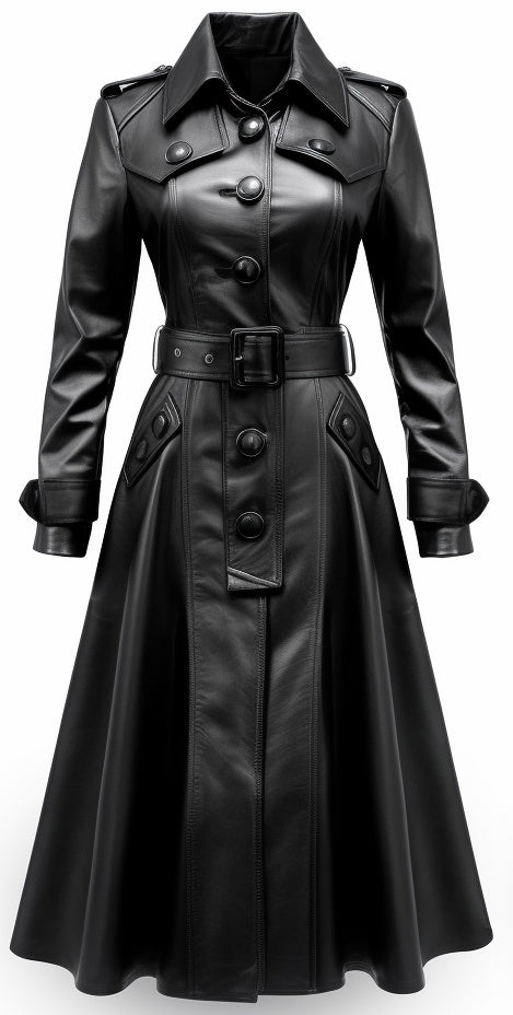 Black leather Trench Coat stylish