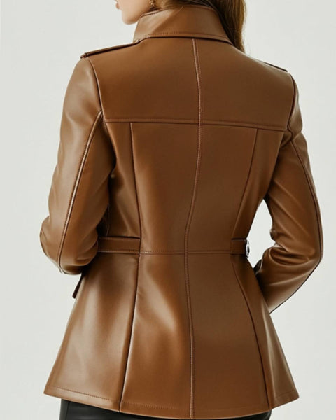 Bonnie Leather Brown Jacket - Women Leather Jacket Brown