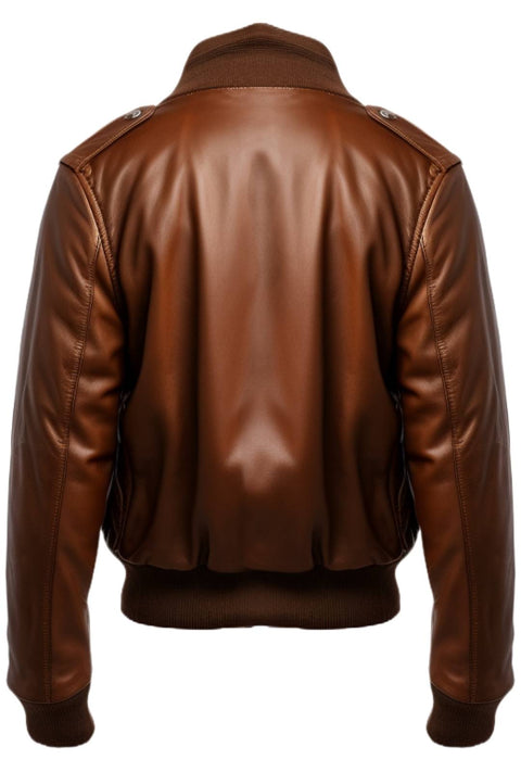 Brown Bomber Aviator Leather Jacket