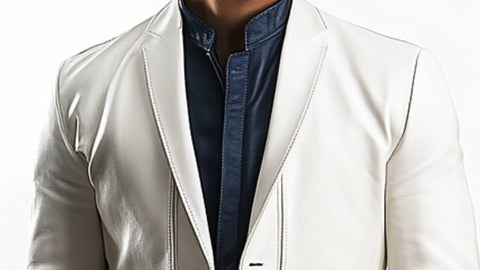 Caleb White Leather Blazer - Leather Blazer for Men White