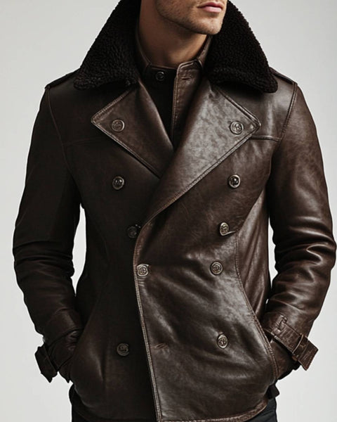 Charlie Leather Brown Long Coat - Men Long Coat Brown