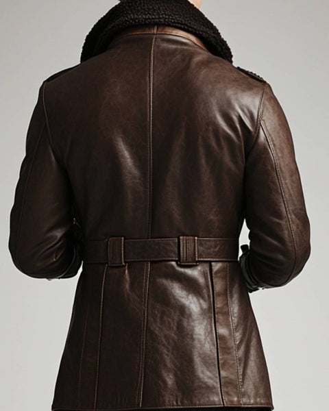 Charlie Leather Brown Long Coat - Men Long Coat Brown