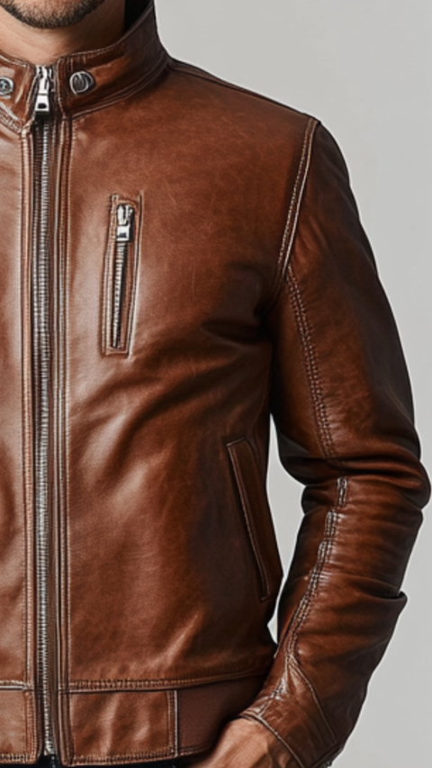 Charlotte Leather Brown Jacket - Men Leather Jacket Brown