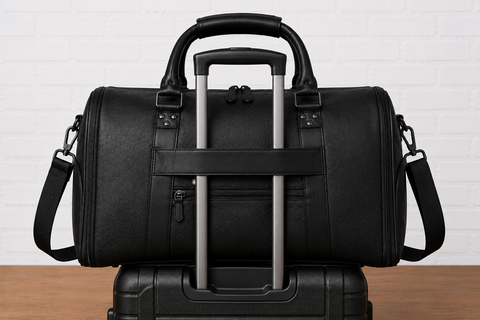 Black Genuine Leather Duffle Bag for Travel, Gym & Weekend Trips fro men and women