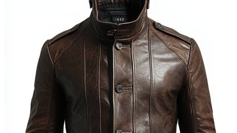Chester Leather Brown Long Coat - Men Long Coat Brown