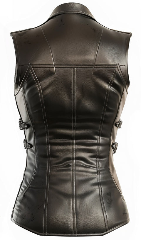 Claire Black Leather Vest for Women