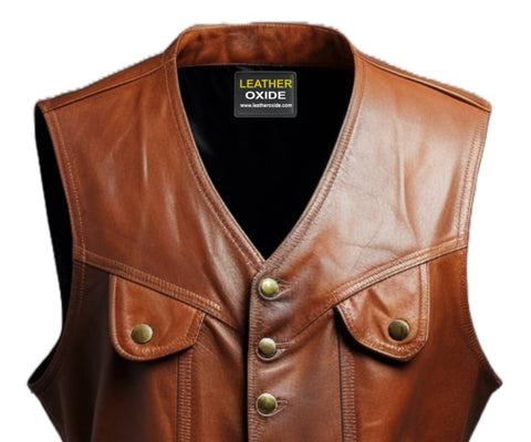 Classic Brown Leather Vest for Men