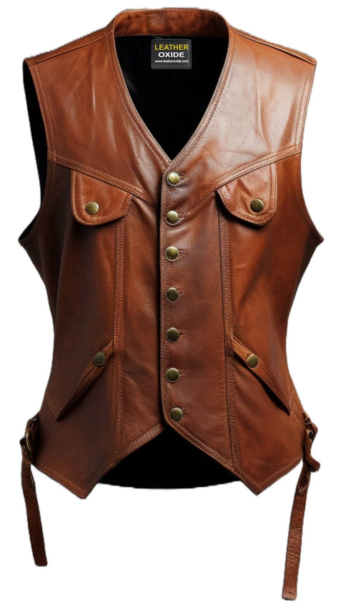 Classic Brown Leather Vest for Men