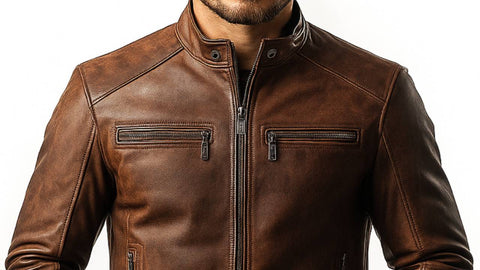 David Brown Leather Jacket - Leather Jacket for Men Brown