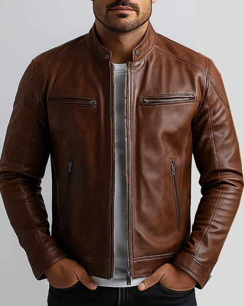 Elijah Brown Leather Jacket - Leather Jacket for Men Brown