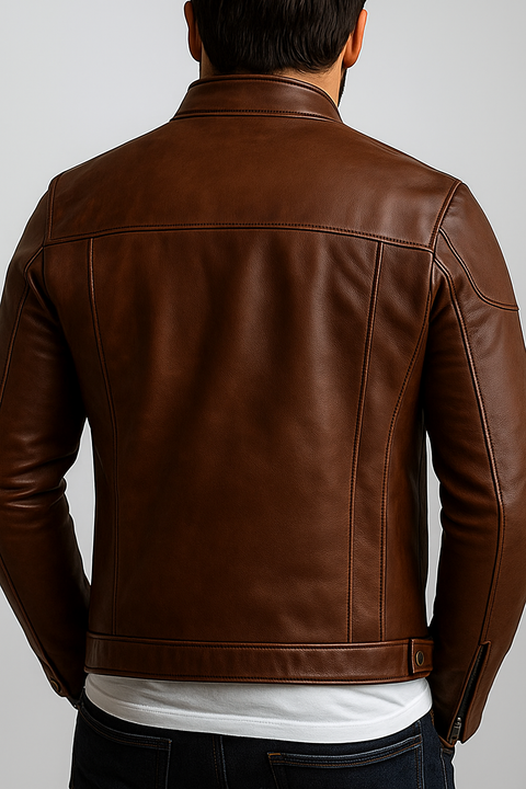 Elijah Brown Leather Jacket - Leather Jacket for Men Brown