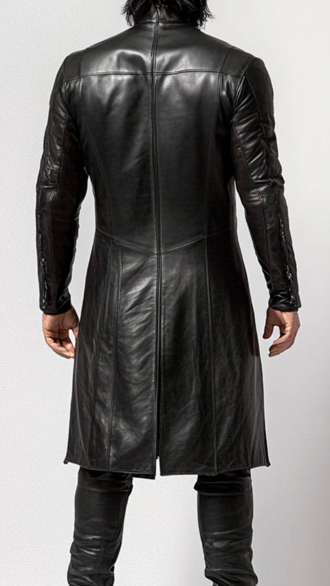 Elliot Leather Black Long Coat - Men Long Coat Black