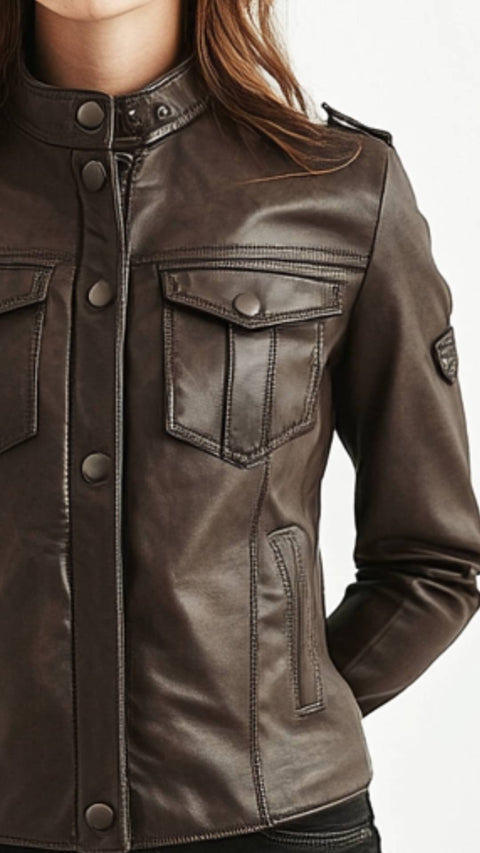 Elsie Leather Brown Jacket - Women Leather Jacket Brown