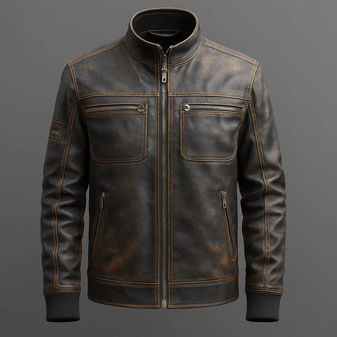 Enzo Leather Brown Jacket - Men Leather Jacket Brown