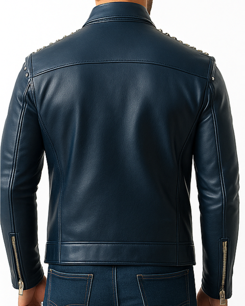 Ethan Blue Leather Jacket - Men Leather Jacket Blue