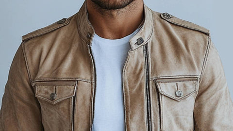 Ezra White Leather Jacket - Leather Jacket for Men White
