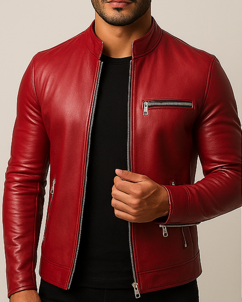 Jack Red Leather Jacket - Leather Jacket for Men Red