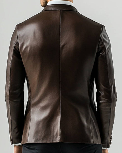 Finley Brown Leather Blazer - Leather Blazer for Men Brown