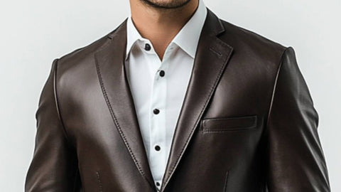 Finley Brown Leather Blazer - Leather Blazer for Men Brown