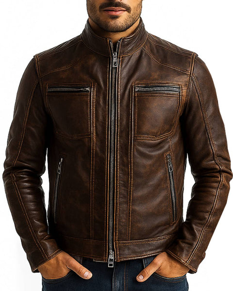 Finley Brown Leather Jacket - Leather Jacket for Men Brown