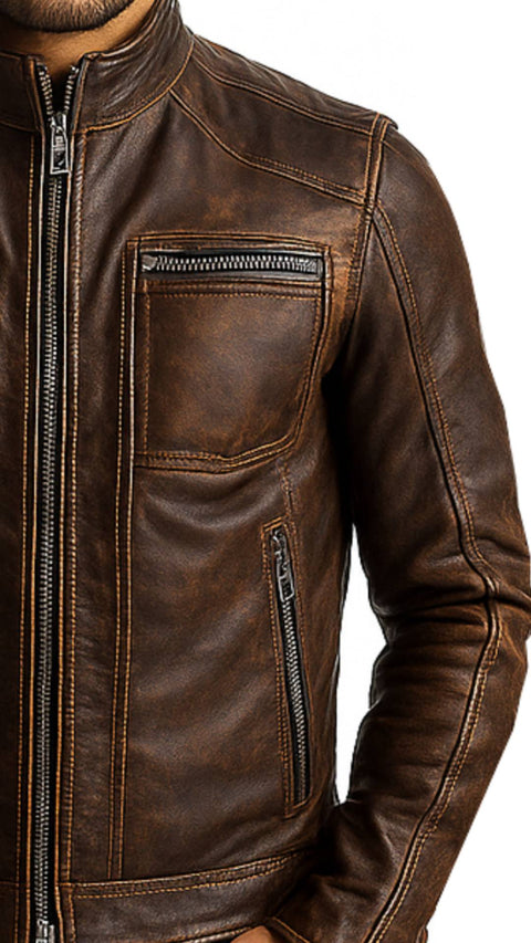 Finley Brown Leather Jacket - Leather Jacket for Men Brown