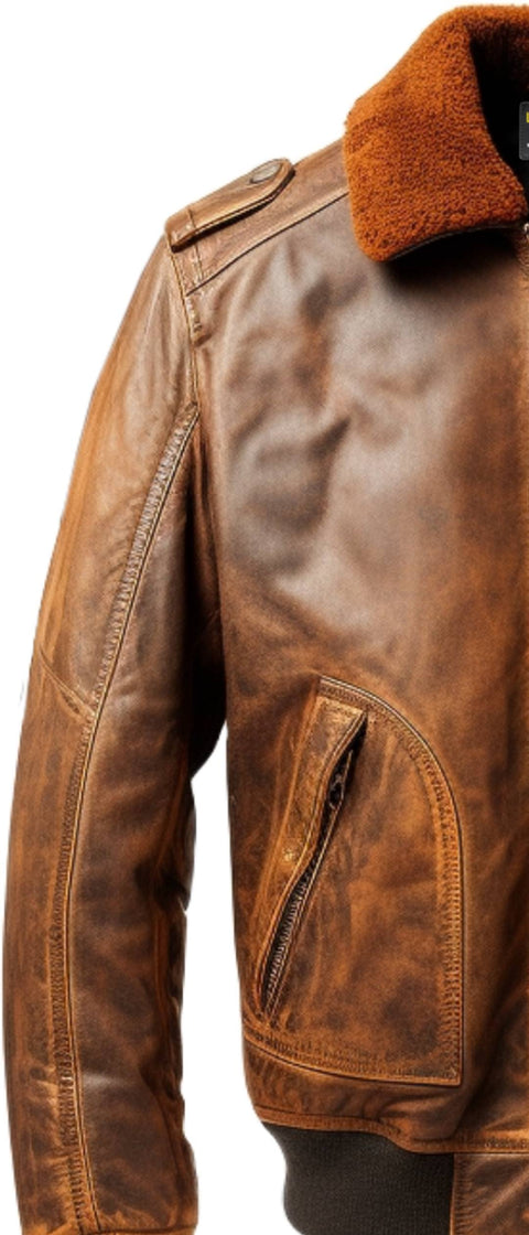 Flight Bomber Jacket - Aviator Flight Bomber Leather Jacket Distressed Brown