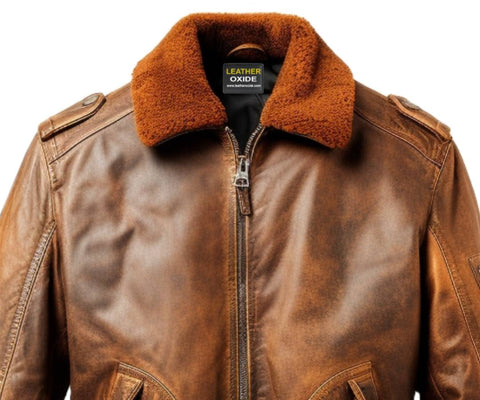 Flight Bomber Jacket - Aviator Flight Bomber Leather Jacket Distressed Brown